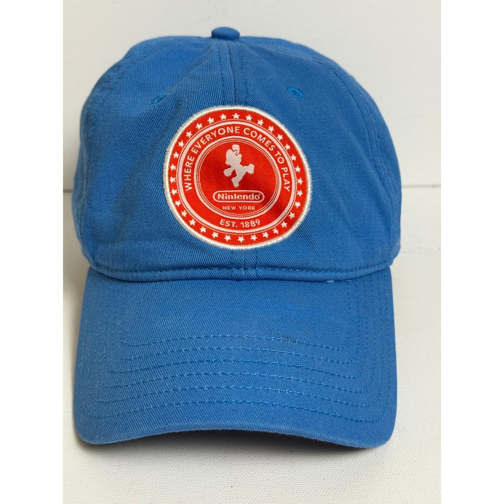 Nintendo NY World Store Hat Unisex OSFM Blue Cotton Baseball Cap Mario Sportiqe